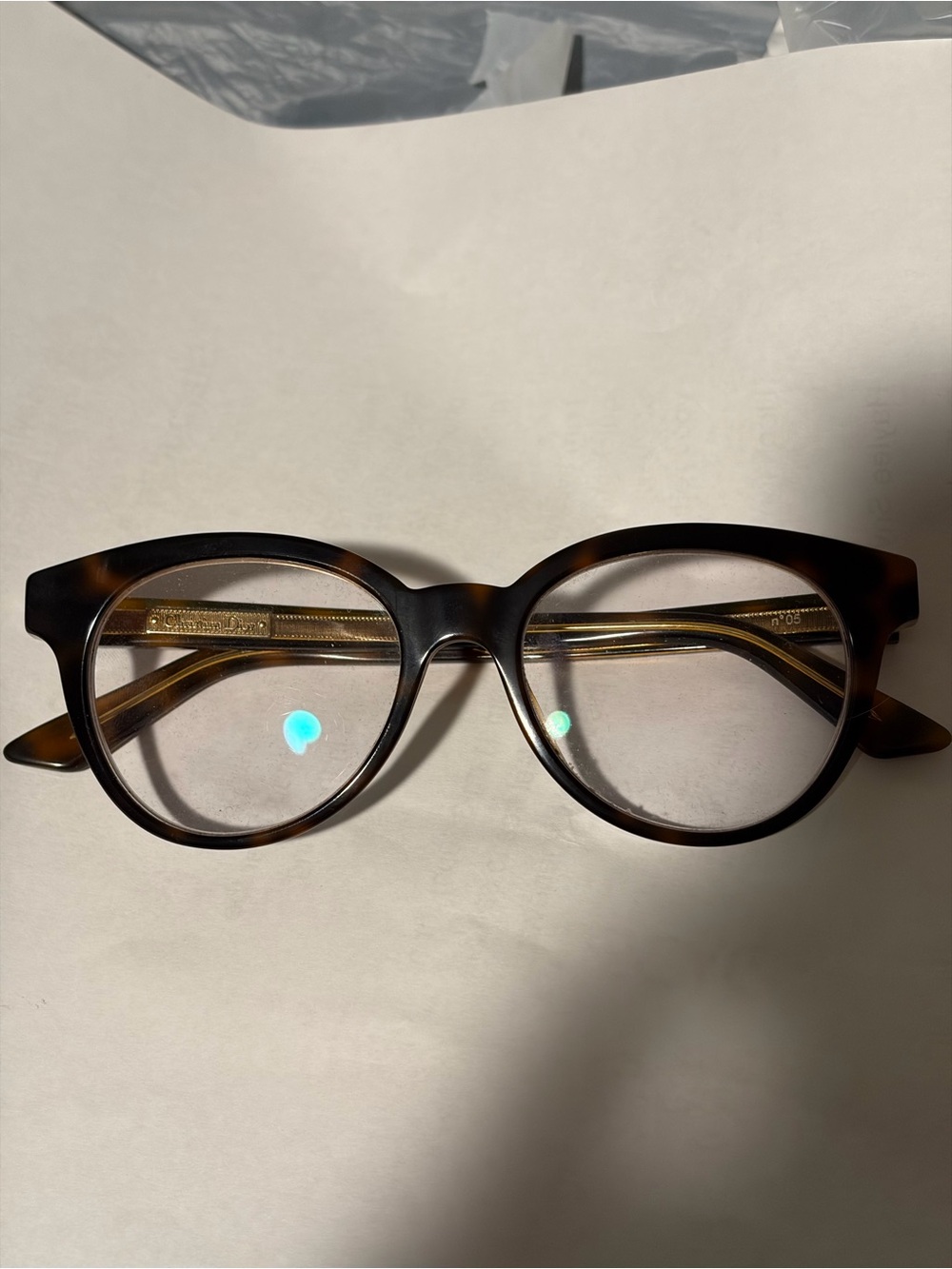 Tortoiseshell Christian Dior Round Reading Glasses - Brown